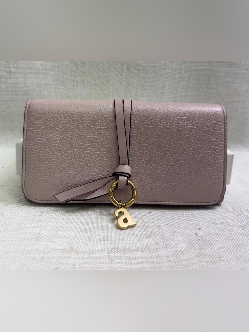 Chloe Alphabet Long Wallet Lavender Leather Full Set Box Dust Bag COA Gold Charm